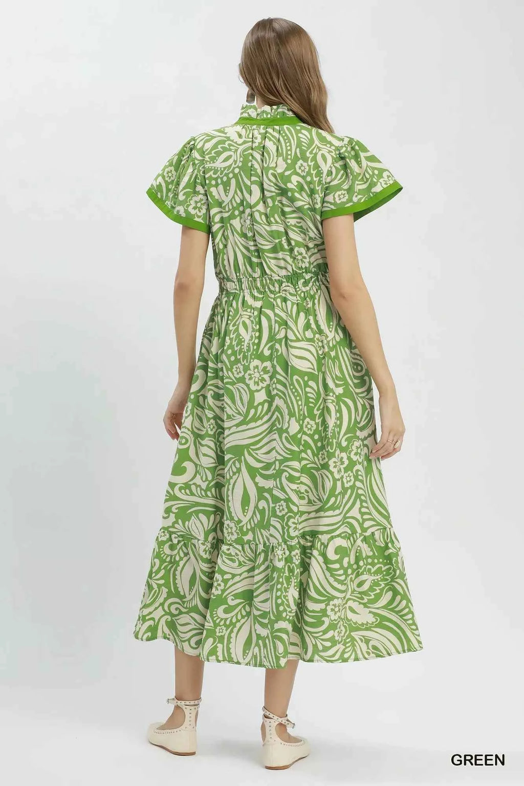 Umgee Paisley Print Midi Dress with Side Pockets