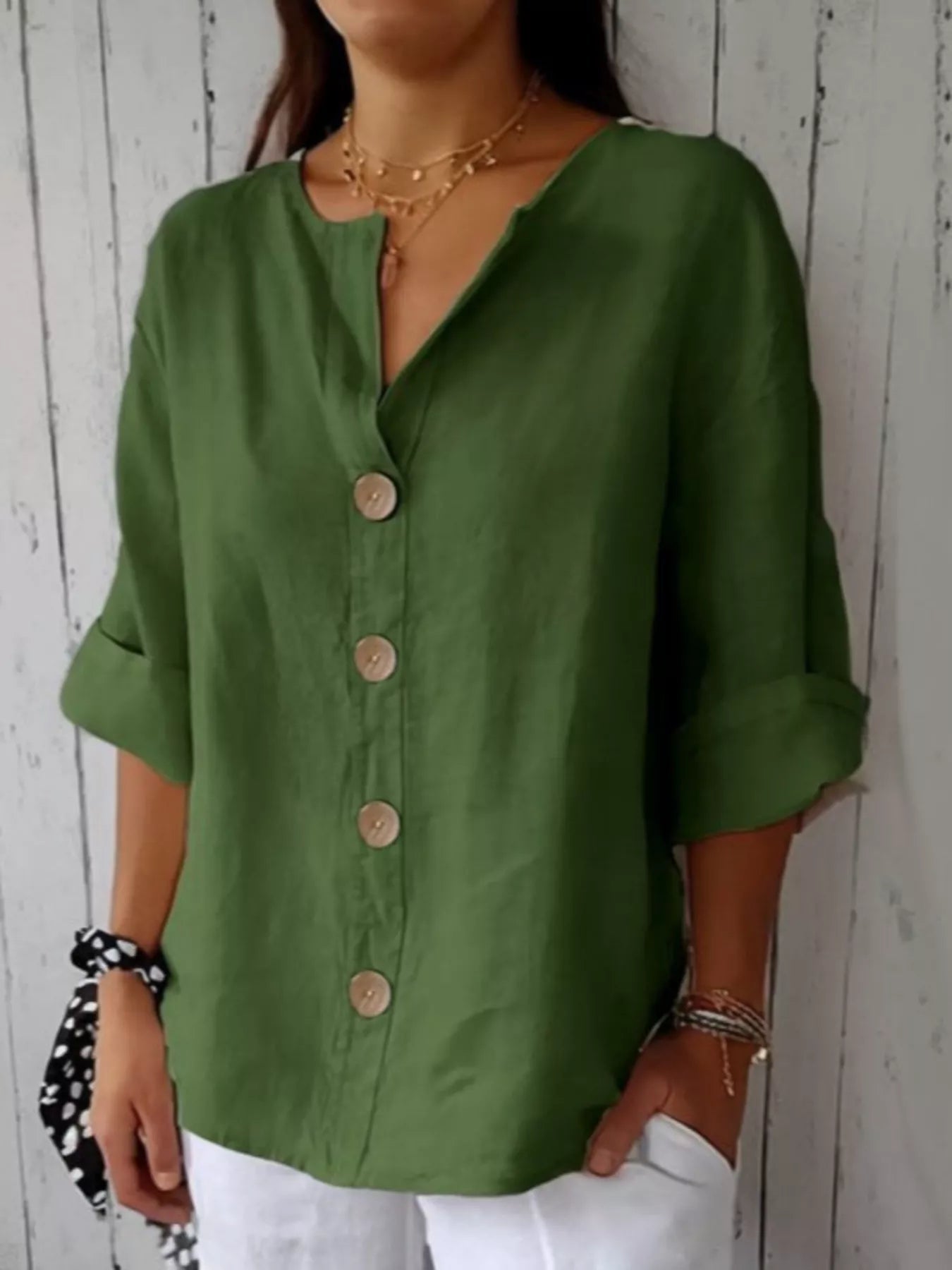Casual Loose Button-Down Shirt - Liorienne