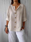 Casual Loose Button-Down Shirt - Liorienne