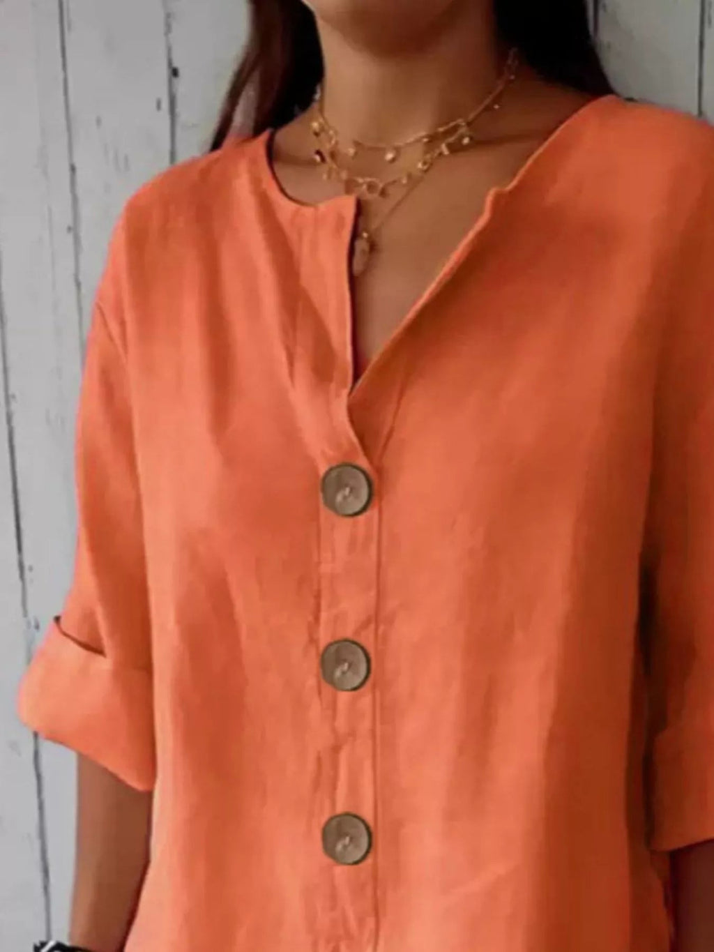 Casual Loose Button-Down Shirt - Liorienne
