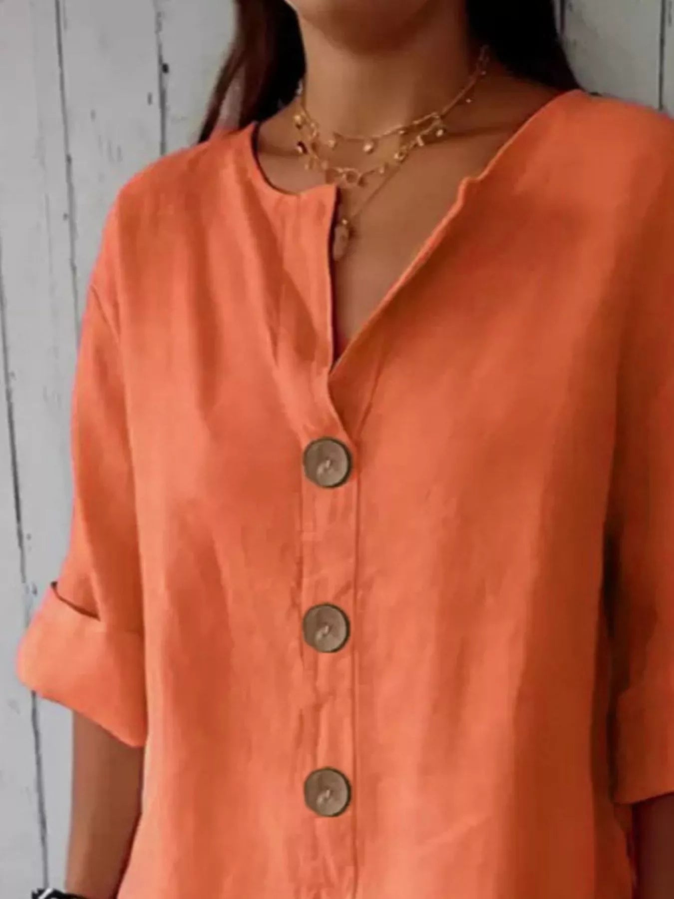 Casual Loose Button-Down Shirt - Liorienne
