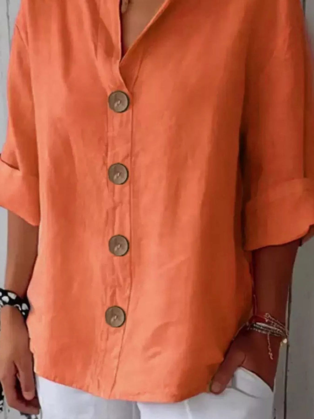 Casual Loose Button-Down Shirt - Liorienne