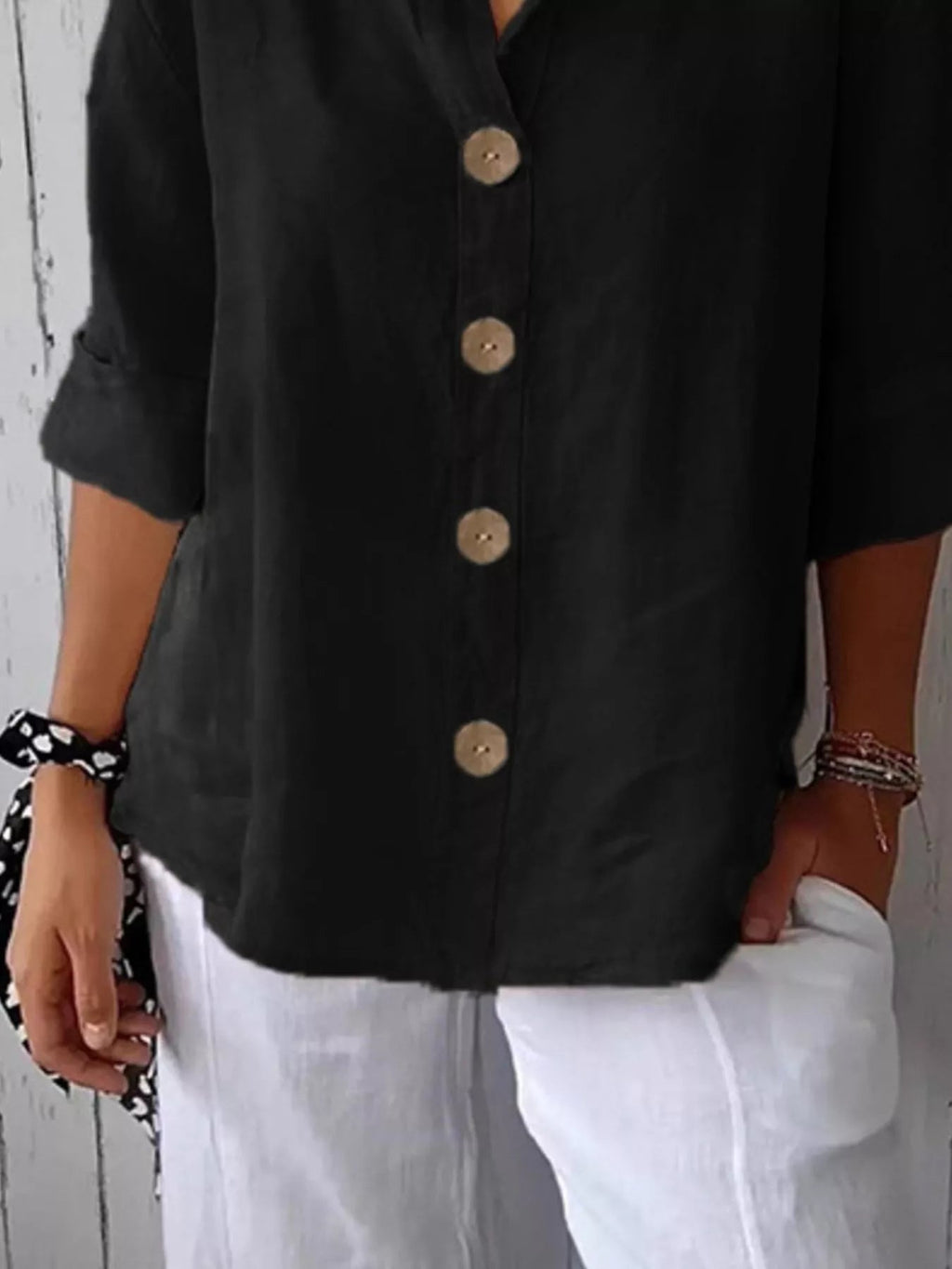 Casual Loose Button-Down Shirt - Liorienne
