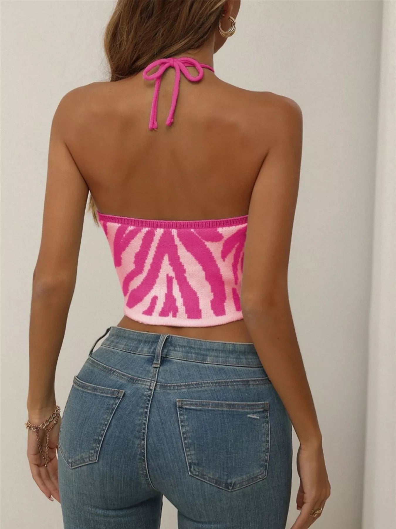 Contrast Halter Neck Knit Cami - Excel Merchandise
