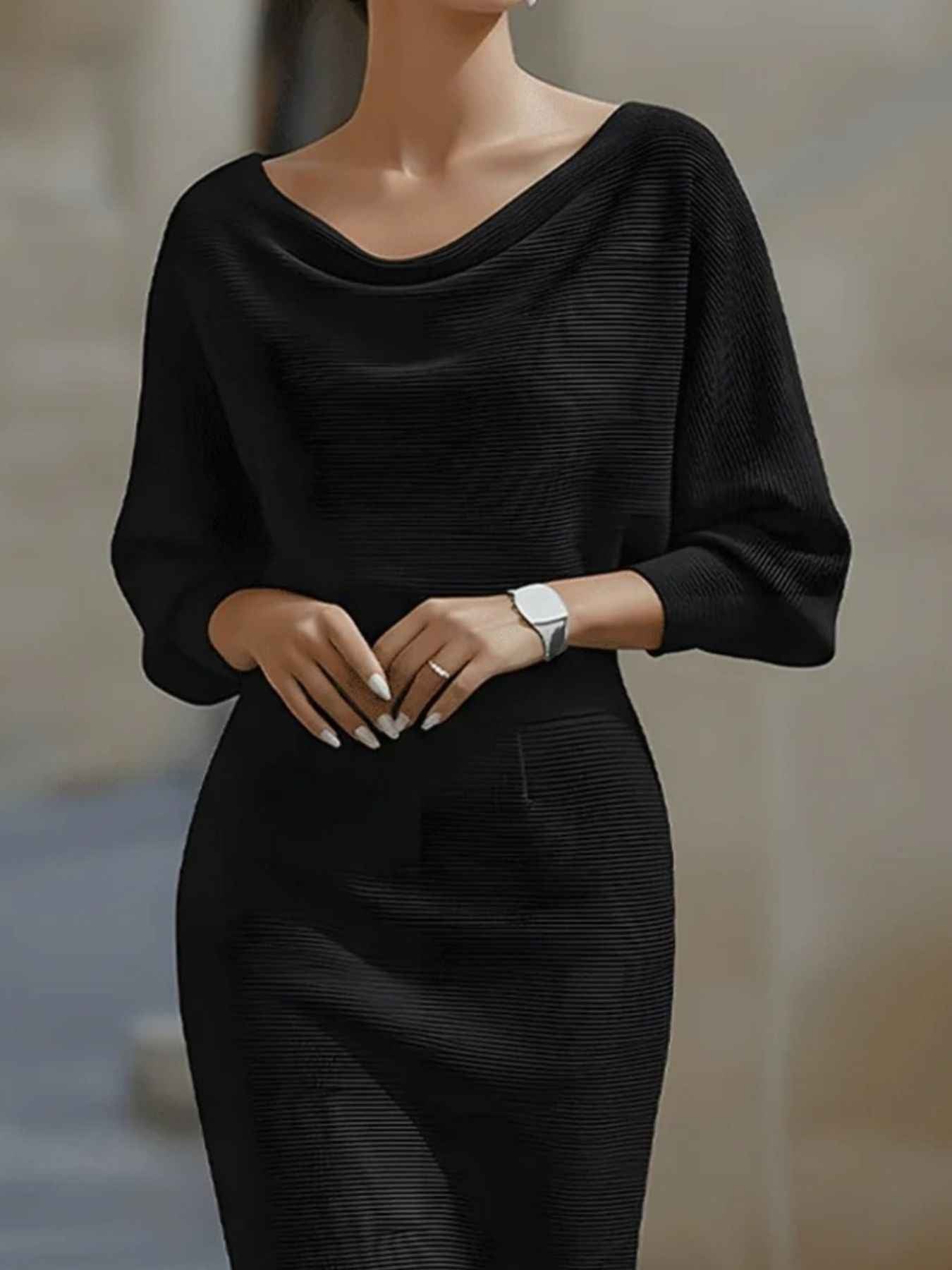 Cowl Neck Knit Bodycon Dress - Excel Merchandise