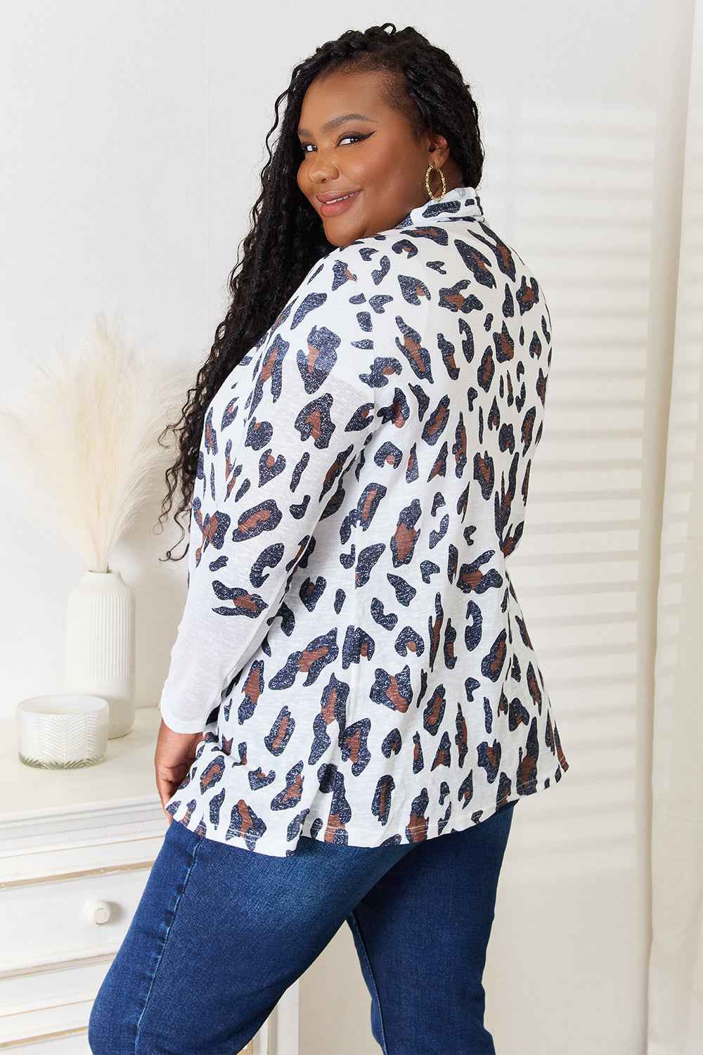 Leopard Long Sleeve Cardigan - Double Take