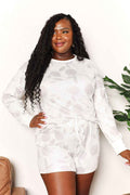 Double Take Floral Long Sleeve Top and Shorts Loungewear Set - Liorienne