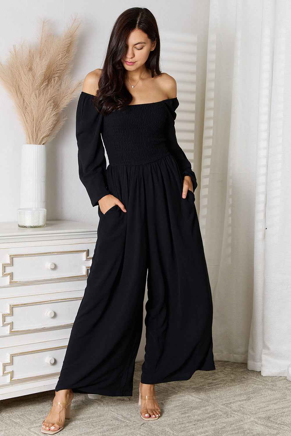 Double Take Square Neck Jumpsuit with Pockets - Liorienne