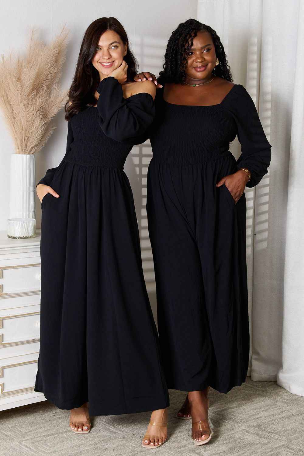 Double Take Square Neck Jumpsuit with Pockets - Liorienne