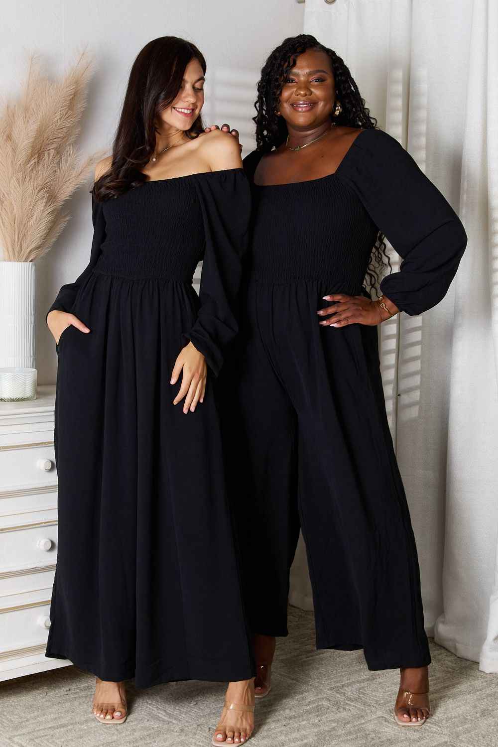 Double Take Square Neck Jumpsuit with Pockets - Liorienne