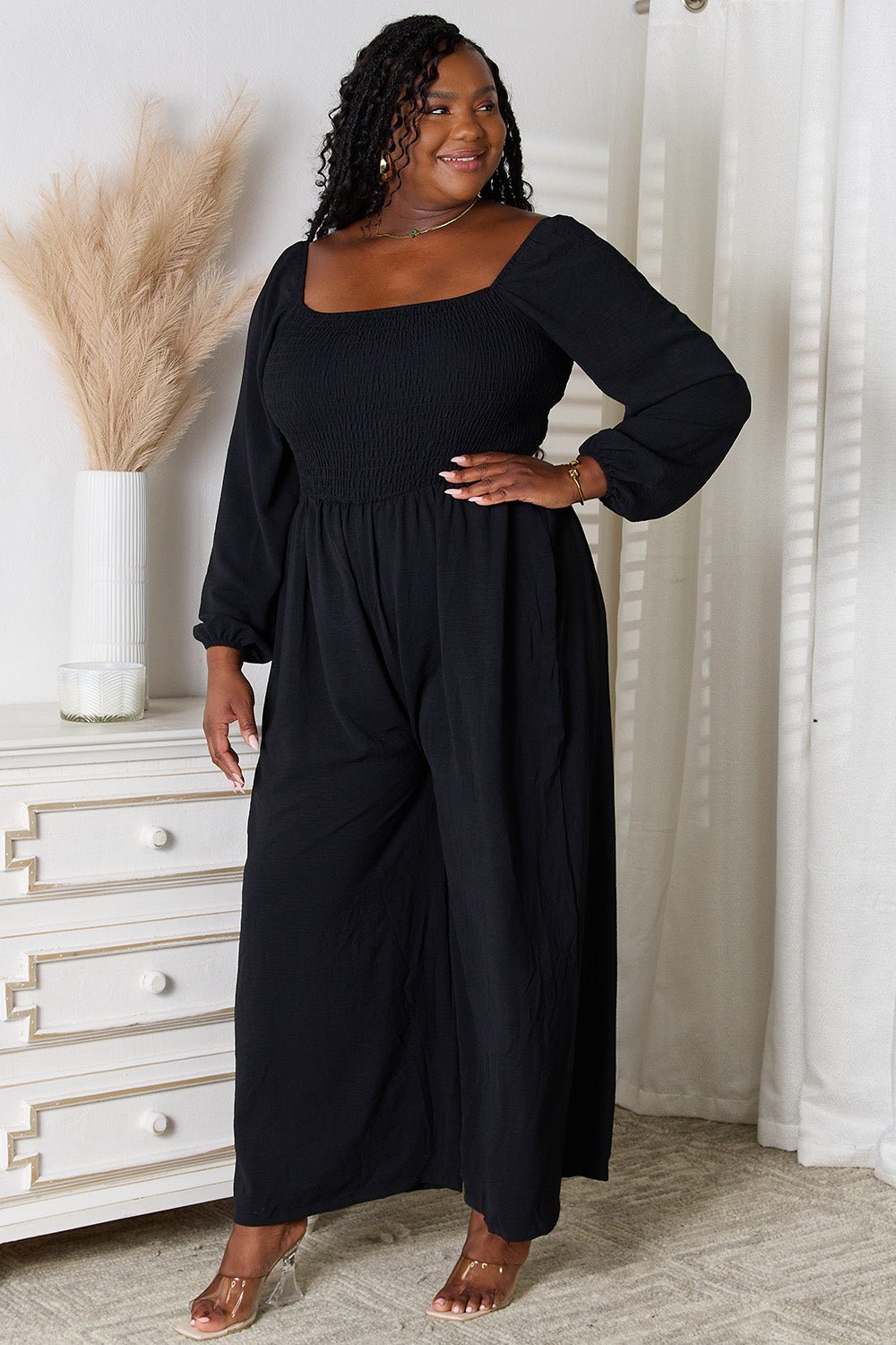 Double Take Square Neck Jumpsuit with Pockets - Liorienne