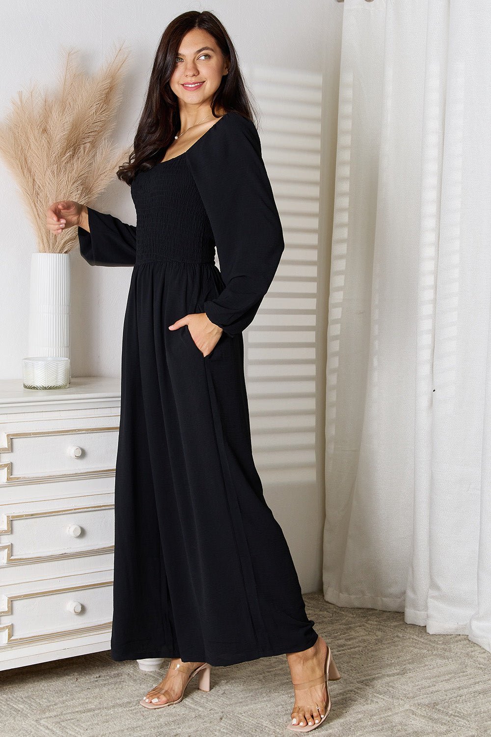 Double Take Square Neck Jumpsuit with Pockets - Liorienne