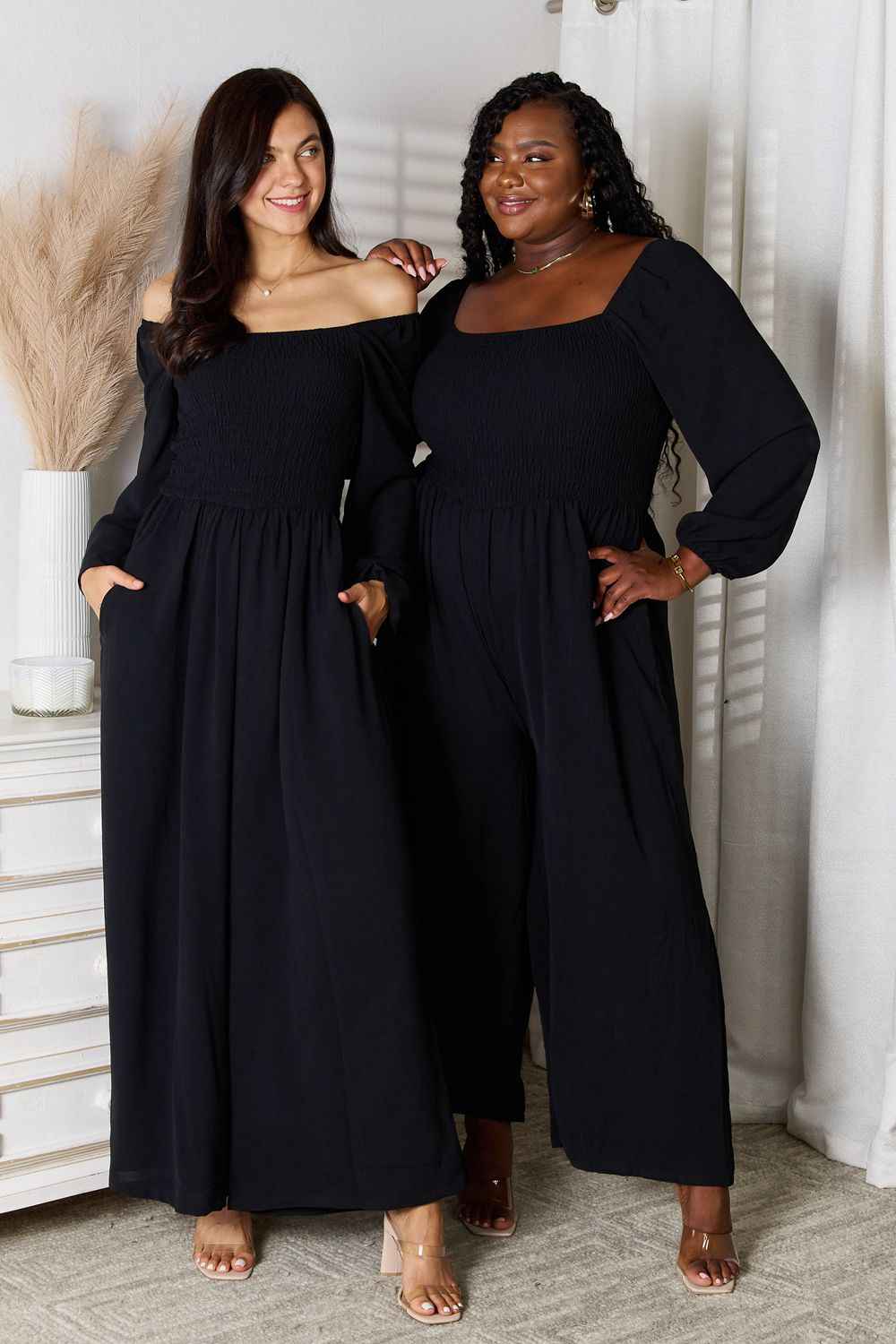 Double Take Square Neck Jumpsuit with Pockets - Liorienne
