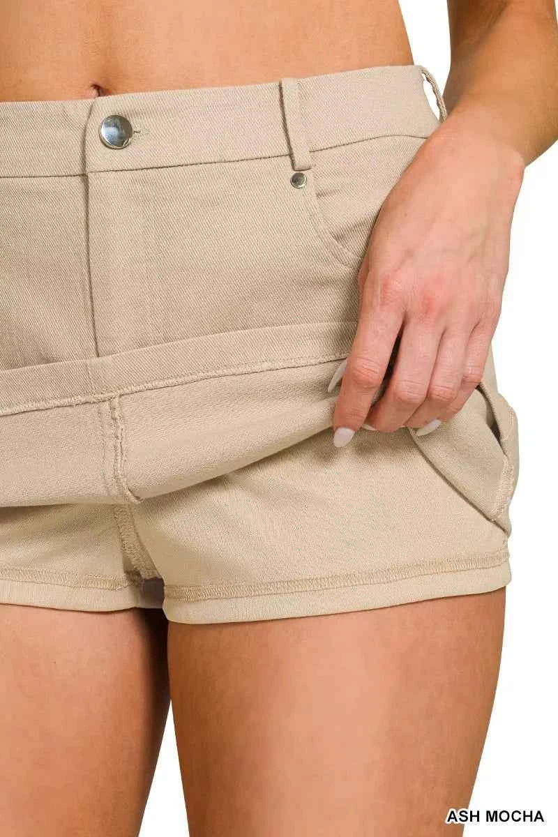 Cotton Twill Lined Mini Skirts - Zenana