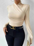 Ruched Long Sleeve Slim Fit Top
