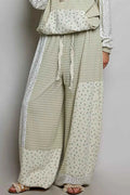 POL Patchwork Mixed Knit Wide Leg Pants