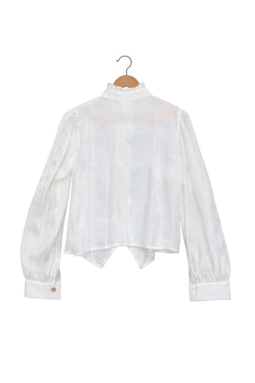 Elegant Satin-finish Victorian Button-up Top - Excel Merchandise