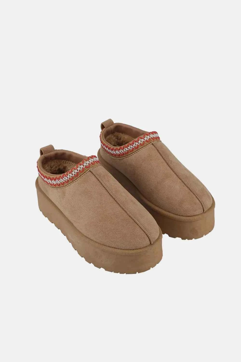Weeboo Platform Embroidered Trim Slip-On Boots