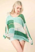 VERY J Color Block Oversized Summer Knit Cover Up
