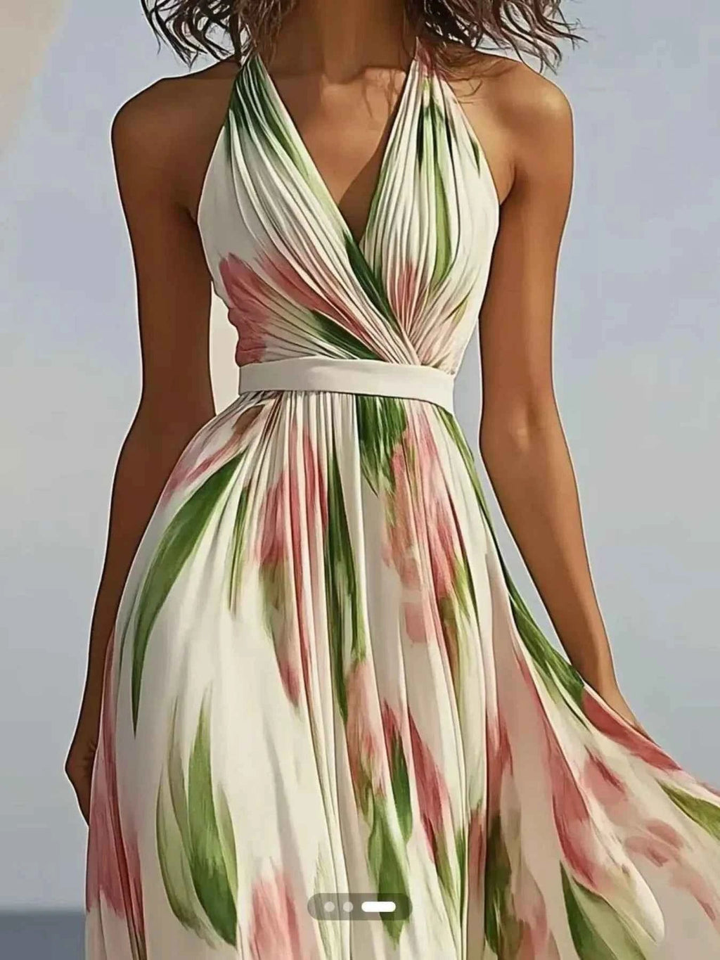 Floral Print Halter Neck Maxi Dress - Liorienne