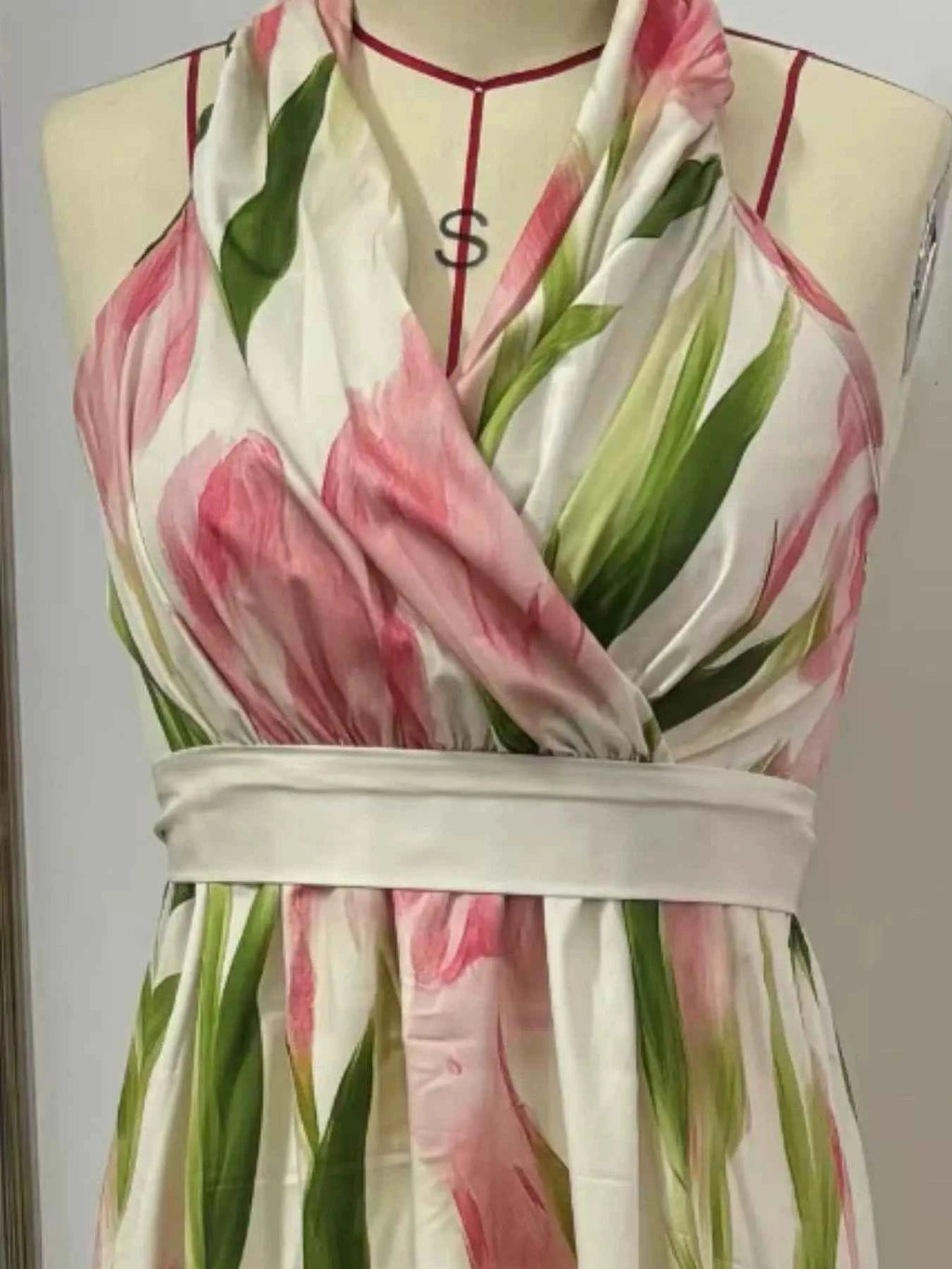 Floral Print Halter Neck Maxi Dress - Liorienne
