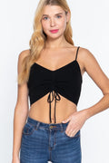 Front Ruched Detail Sweater Knit Crop Cami Top - Excel Merchandise