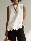 Full Size Scalloped Hem Sleeveless Tank Top Plus Size - Excel Merchandise
