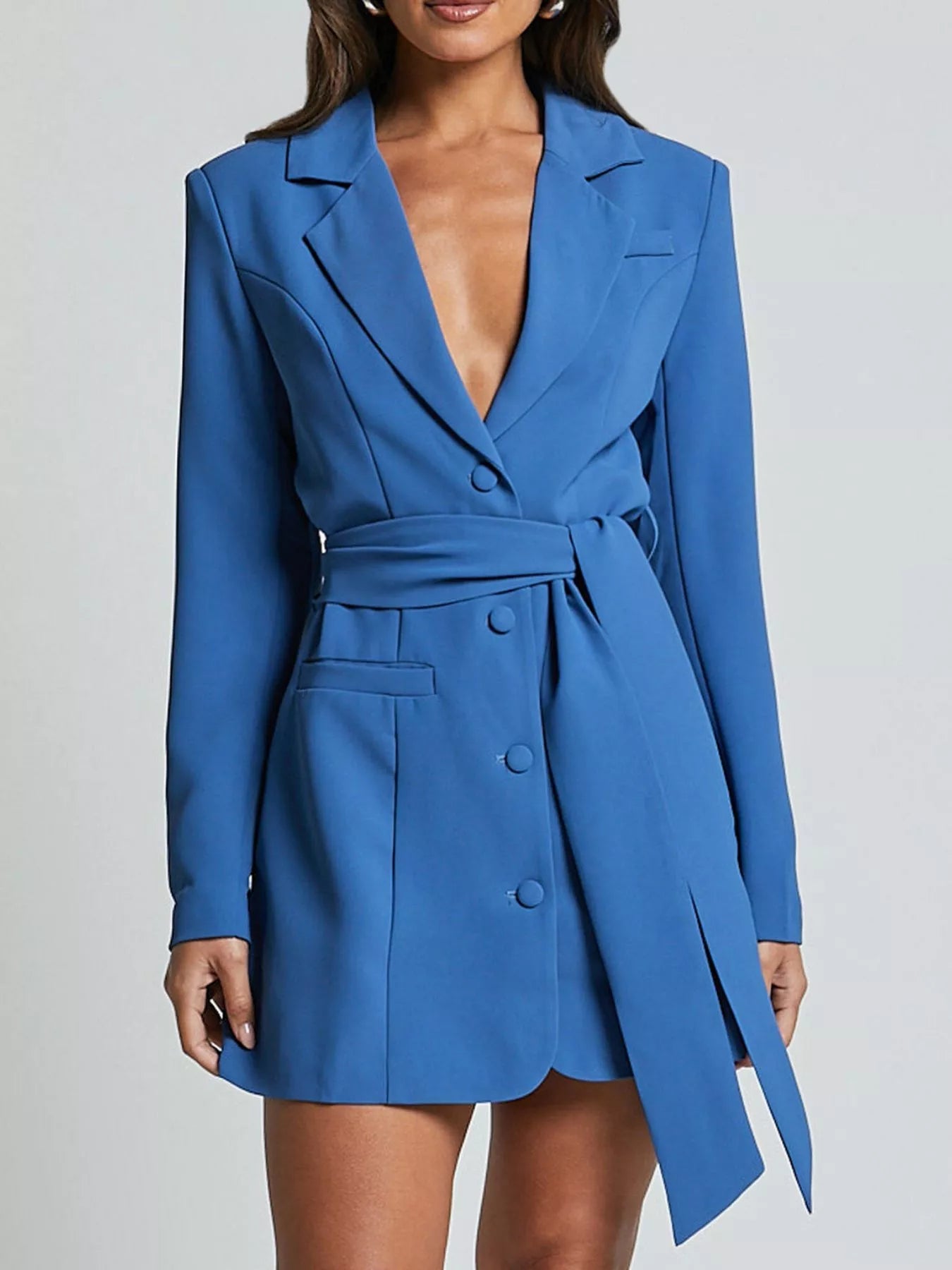 Lapel Collar Tie Waist Blazer - Excel Merchandise