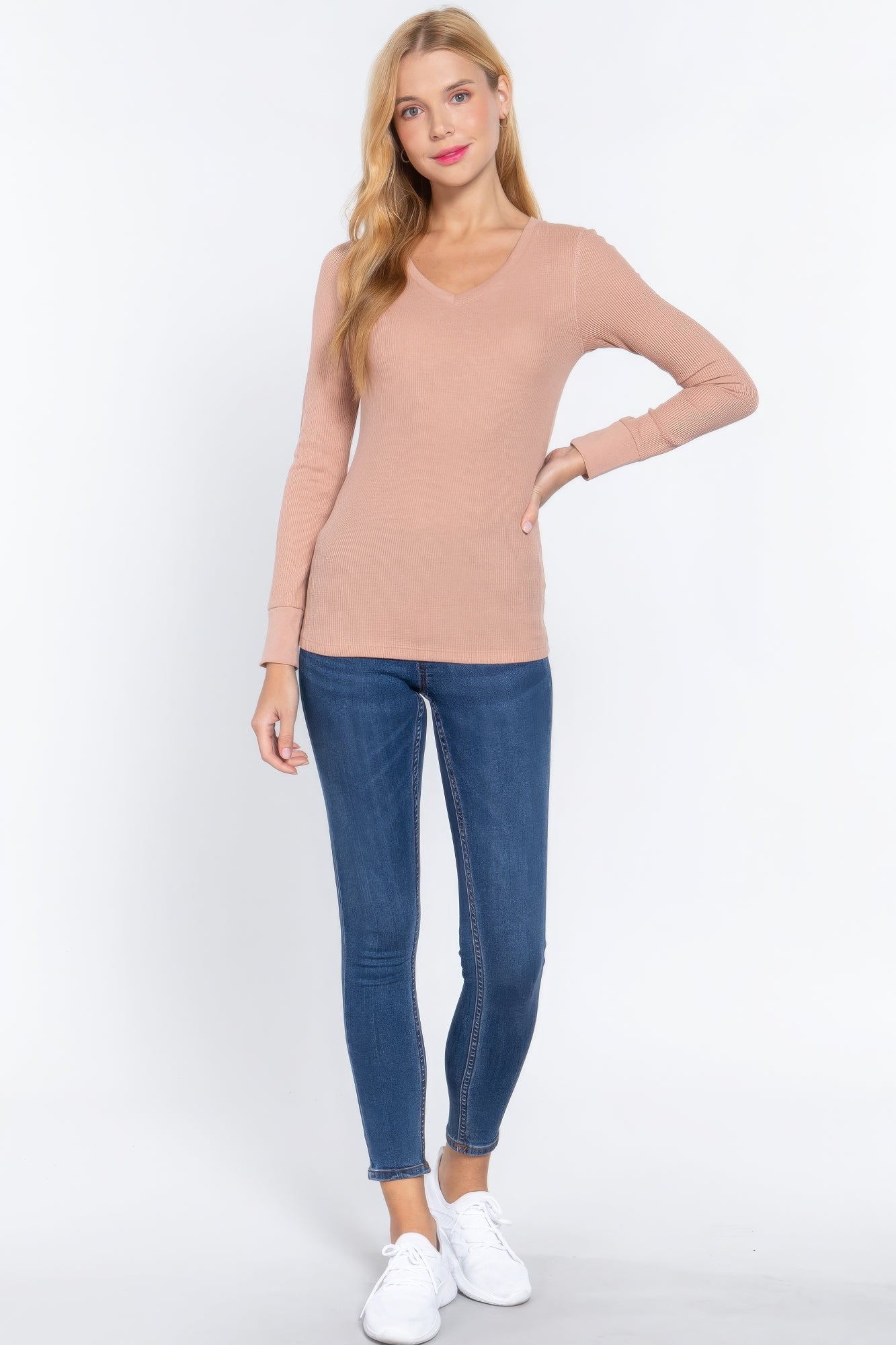 Long Slv V-neck Thermal Top - Liorienne