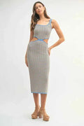 MABLE Multi Color Chevron Knit Bodycon Midi Dress - Liorienne