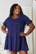 Mandy V-Neck Flounce Sleeve Tiered Dress - Liorienne