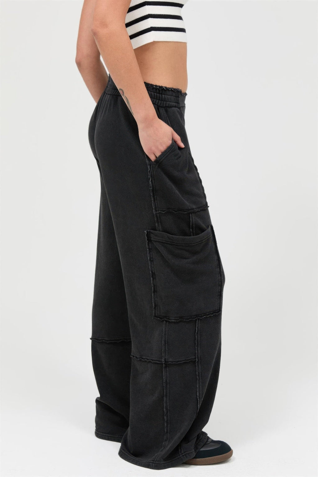 Mineral Wash Wide Leg Cargo Pants - Excel Merchandise