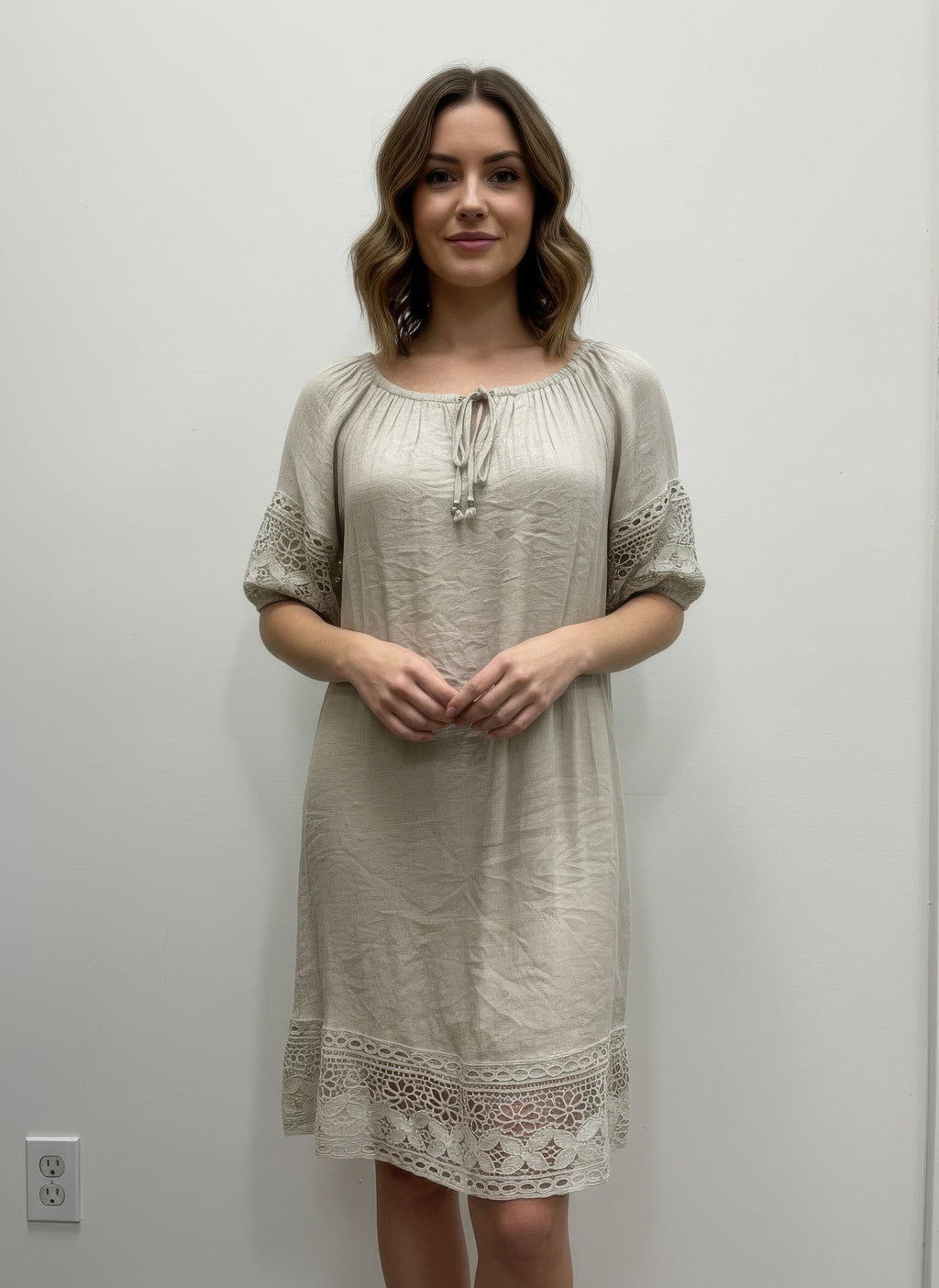 Mlle Gabrielle Solid Short Sleeve Dress - Excel Merchandise