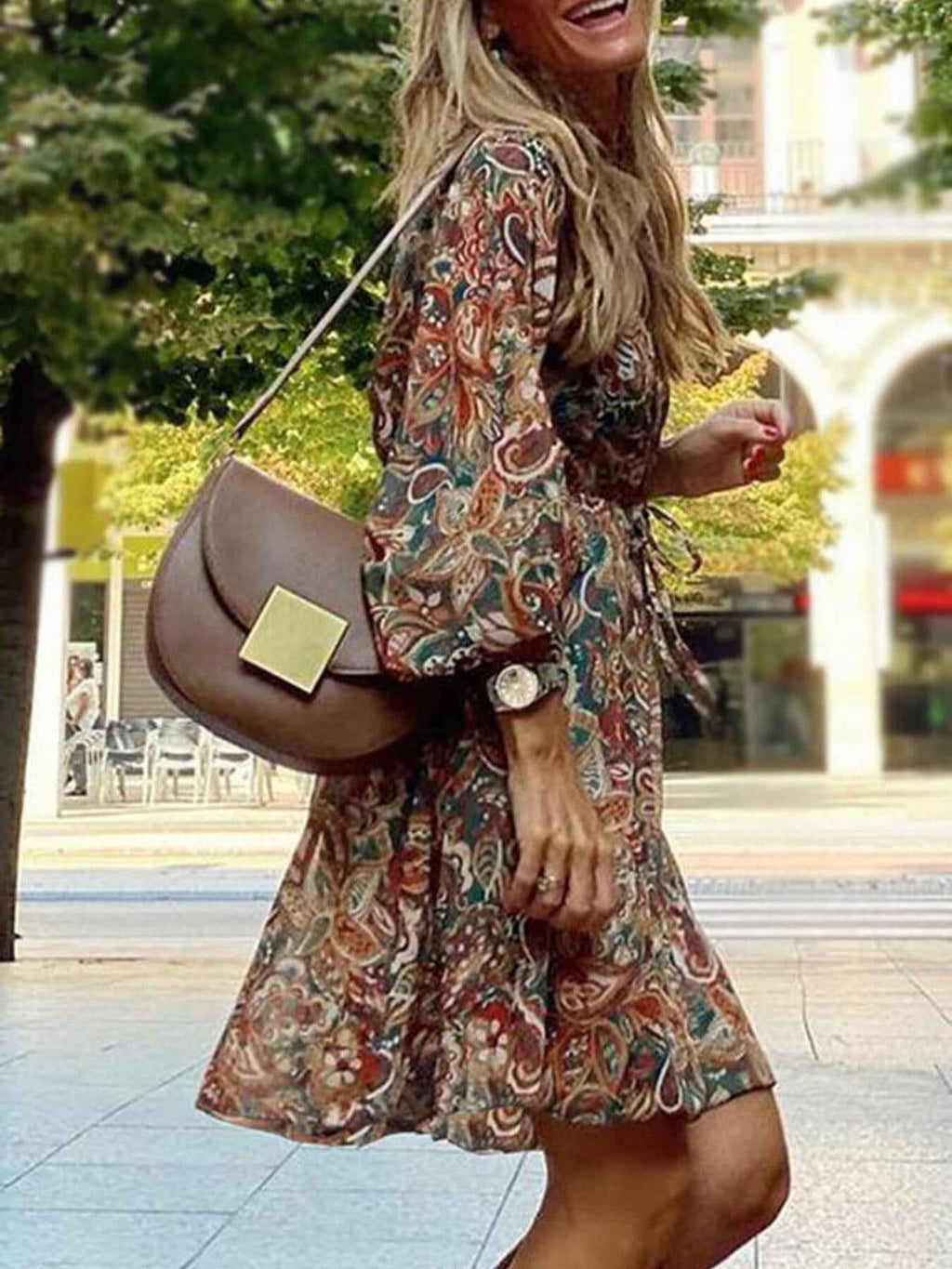 Paisley Print Balloon Sleeve Mini Dress - Excel Merchandise