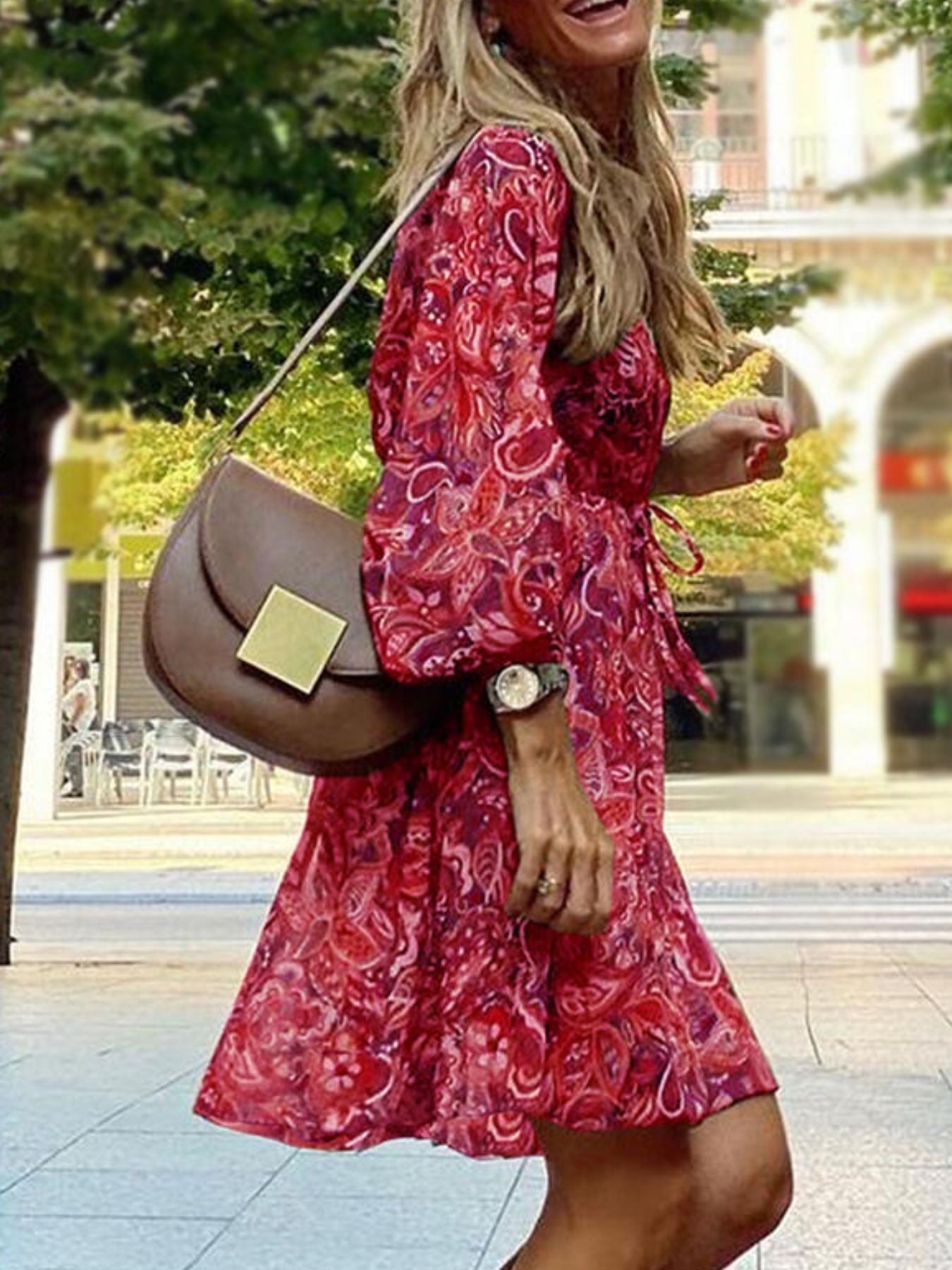 Paisley Print Balloon Sleeve Mini Dress - Excel Merchandise