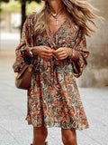 Paisley Print Balloon Sleeve Mini Dress - Excel Merchandise