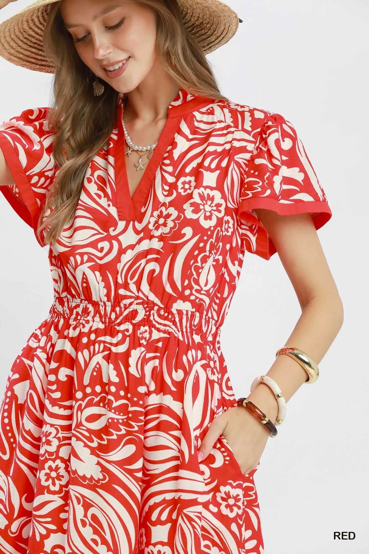 Paisley Print Midi Dress with Side Pockets - Umgee - Liorienne
