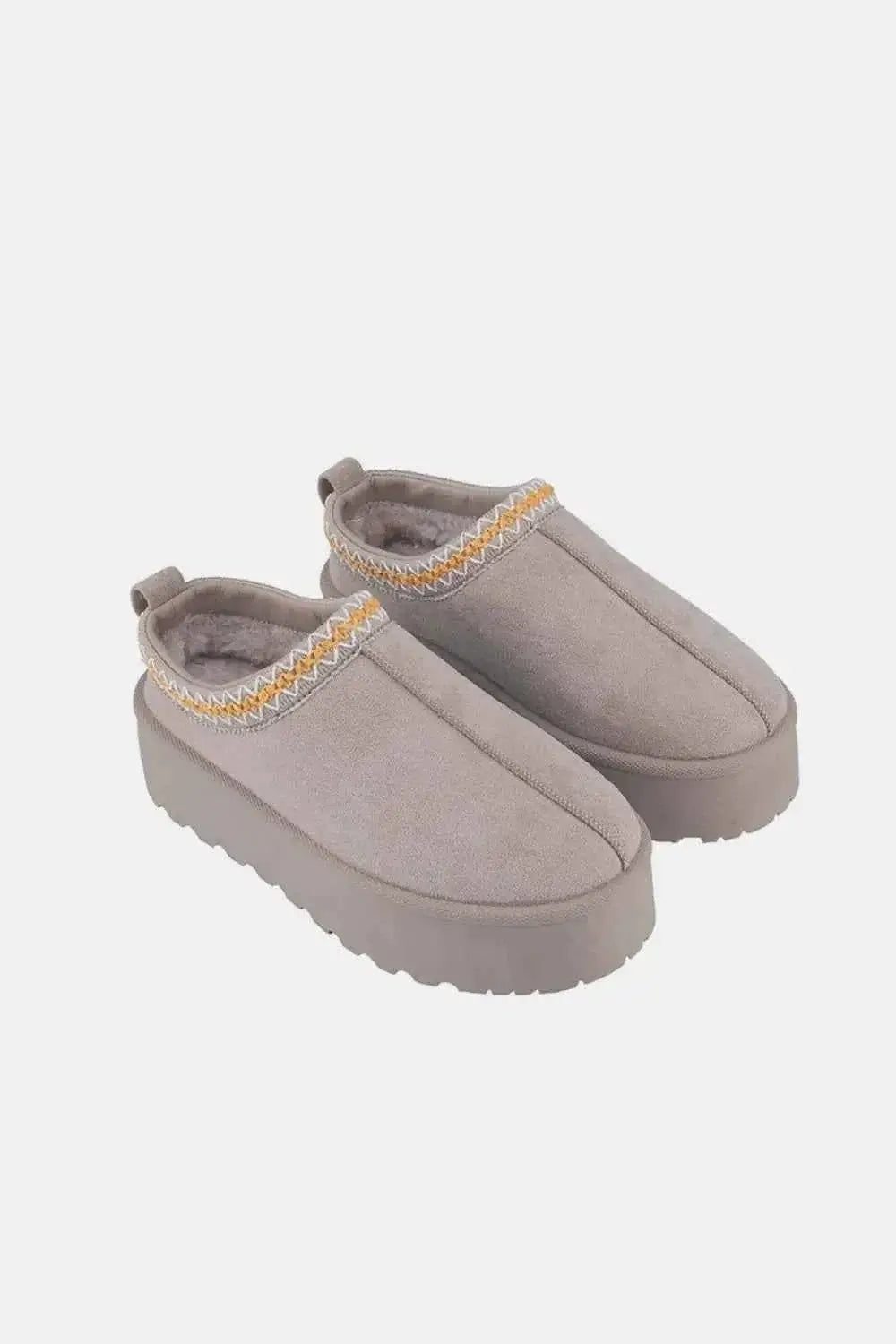 Platform Embroidered Trim Slip-On Boots - Weeboo - Liorienne