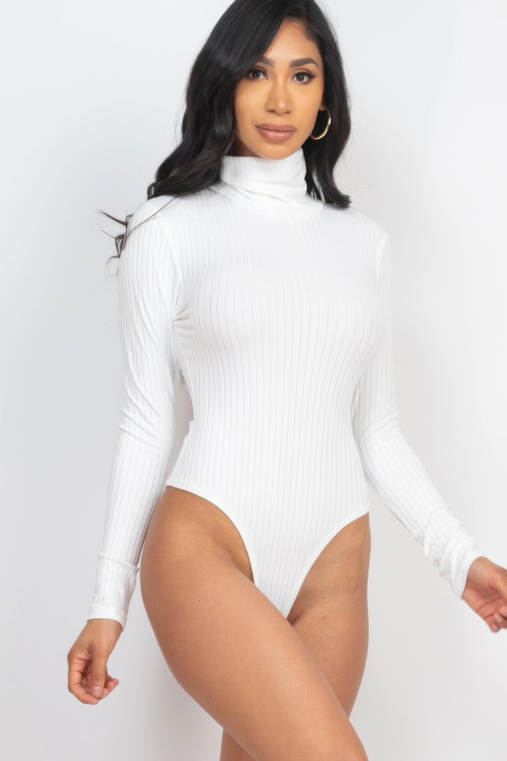 Ribbed Turtle Neck Long Sleeve Bodysuit - Excel Merchandise