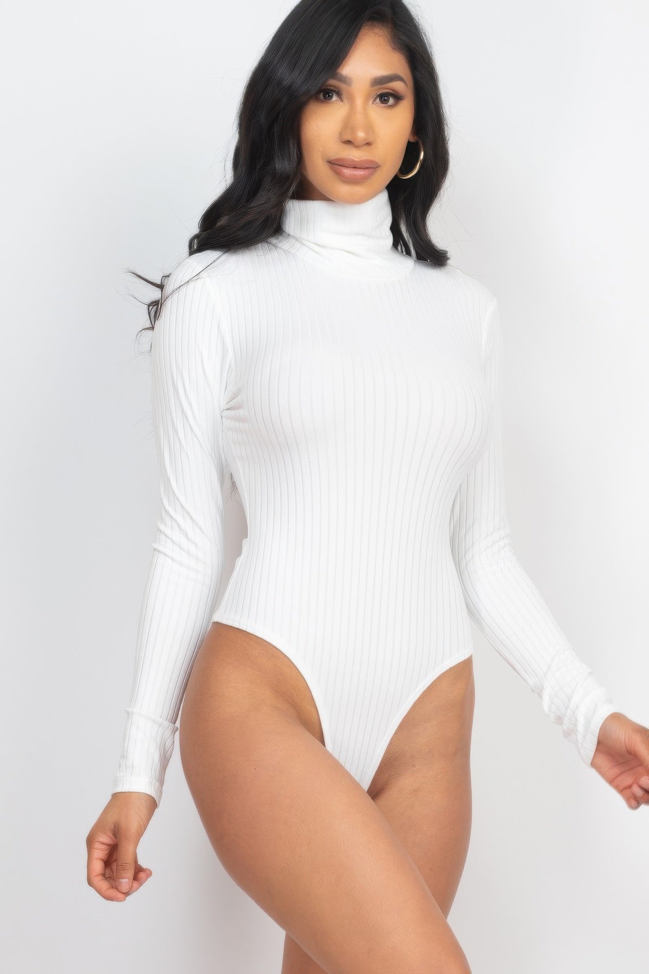 Ribbed Turtle Neck Long Sleeve Bodysuit - Excel Merchandise