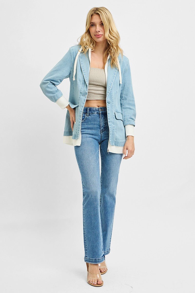 RISEN One Button Blazer with Hoodie Jacket - Excel Merchandise