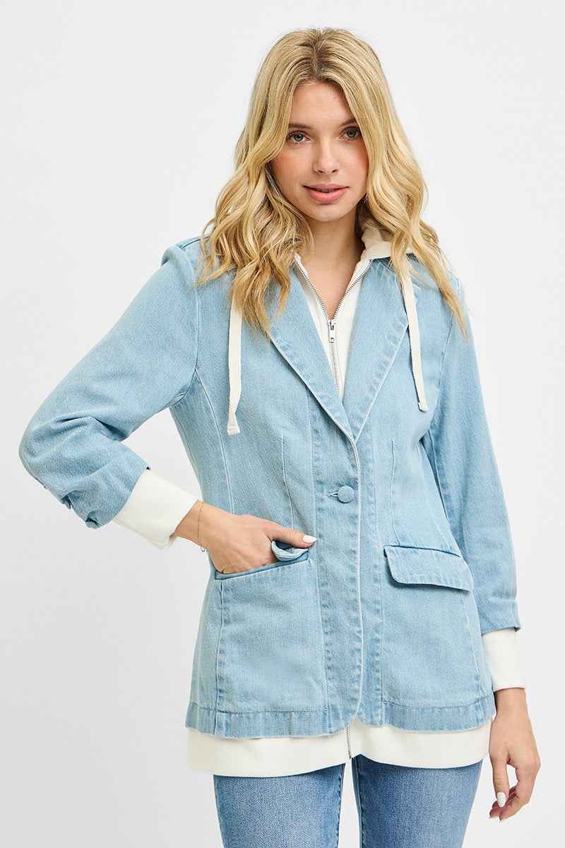 RISEN One Button Blazer with Hoodie Jacket - Excel Merchandise
