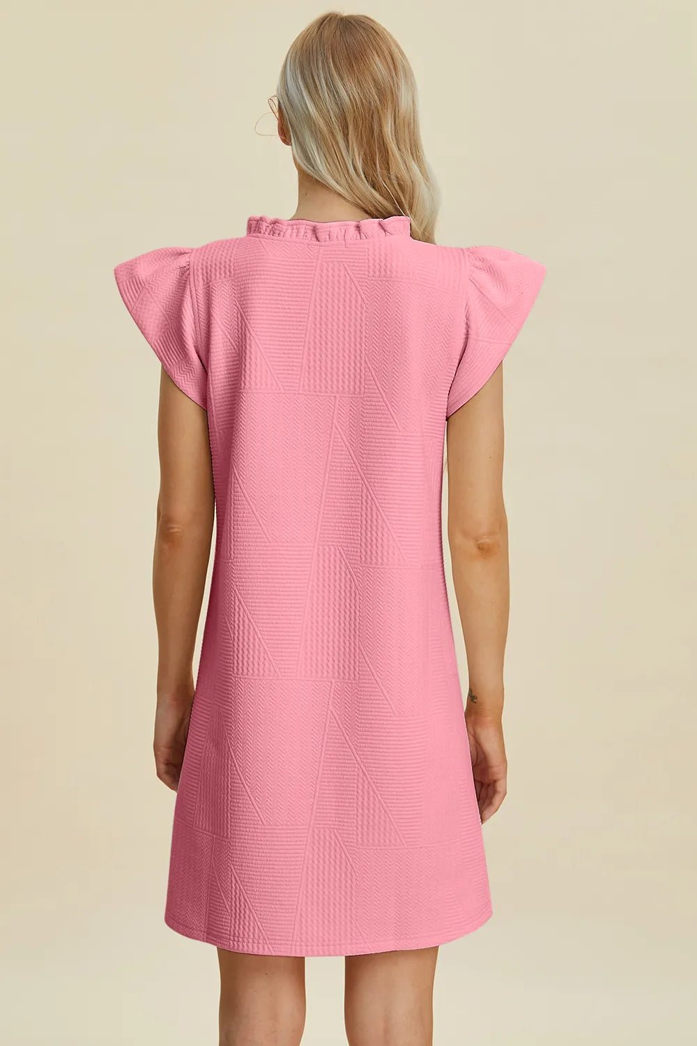 Ruffled V-Neck Cap Sleeve Dress - Double Take - Liorienne