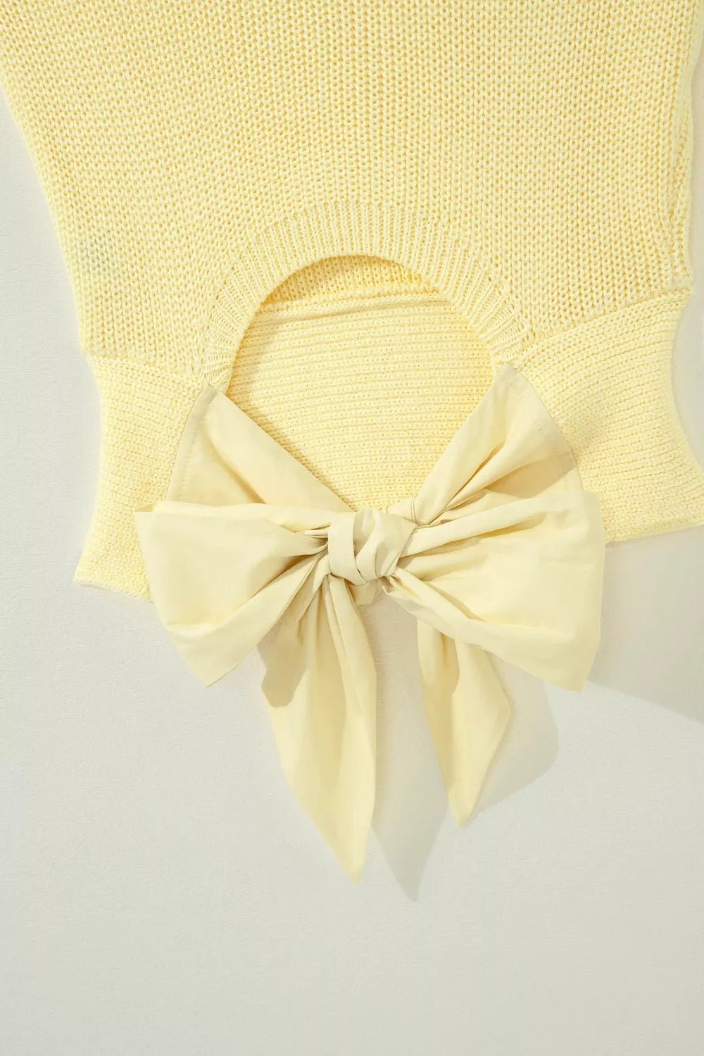 Solid Color Cropped Knit Knot Back Cutout Sweater Tank - Liorienne