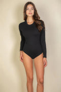 Solid Long Sleeve Round Neck Bodysuit - Liorienne