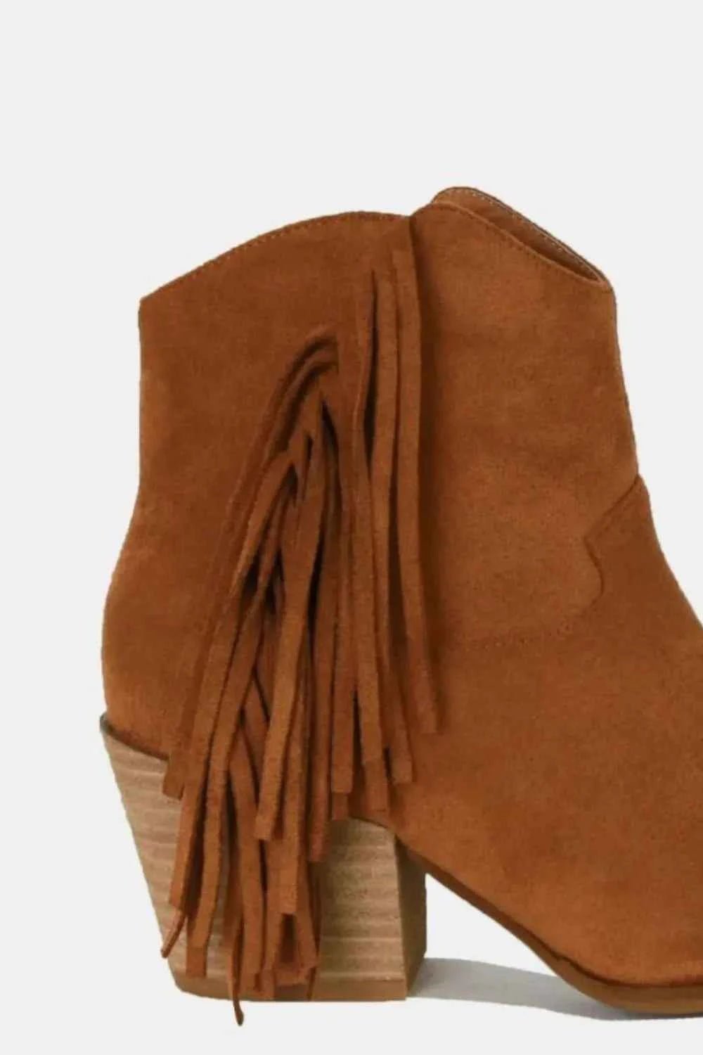 Suede Fringe Point Toe Ankle Boots | Beast Fashion - Liorienne