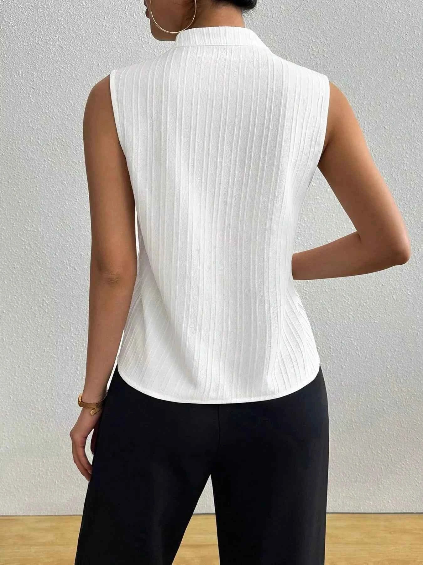 Texture Notched Sleeveless Top - Excel Merchandise