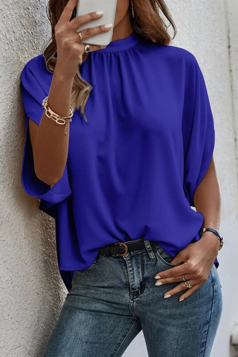 Tie Back Slit Half Sleeve Blouse - Excel Merchandise