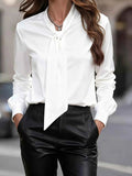 Tie-Neck Long Sleeve Blouse - Liorienne