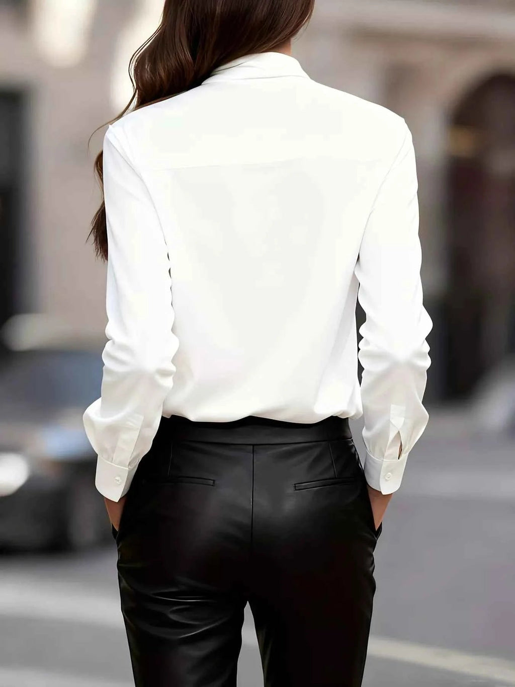 Tie-Neck Long Sleeve Blouse - Liorienne